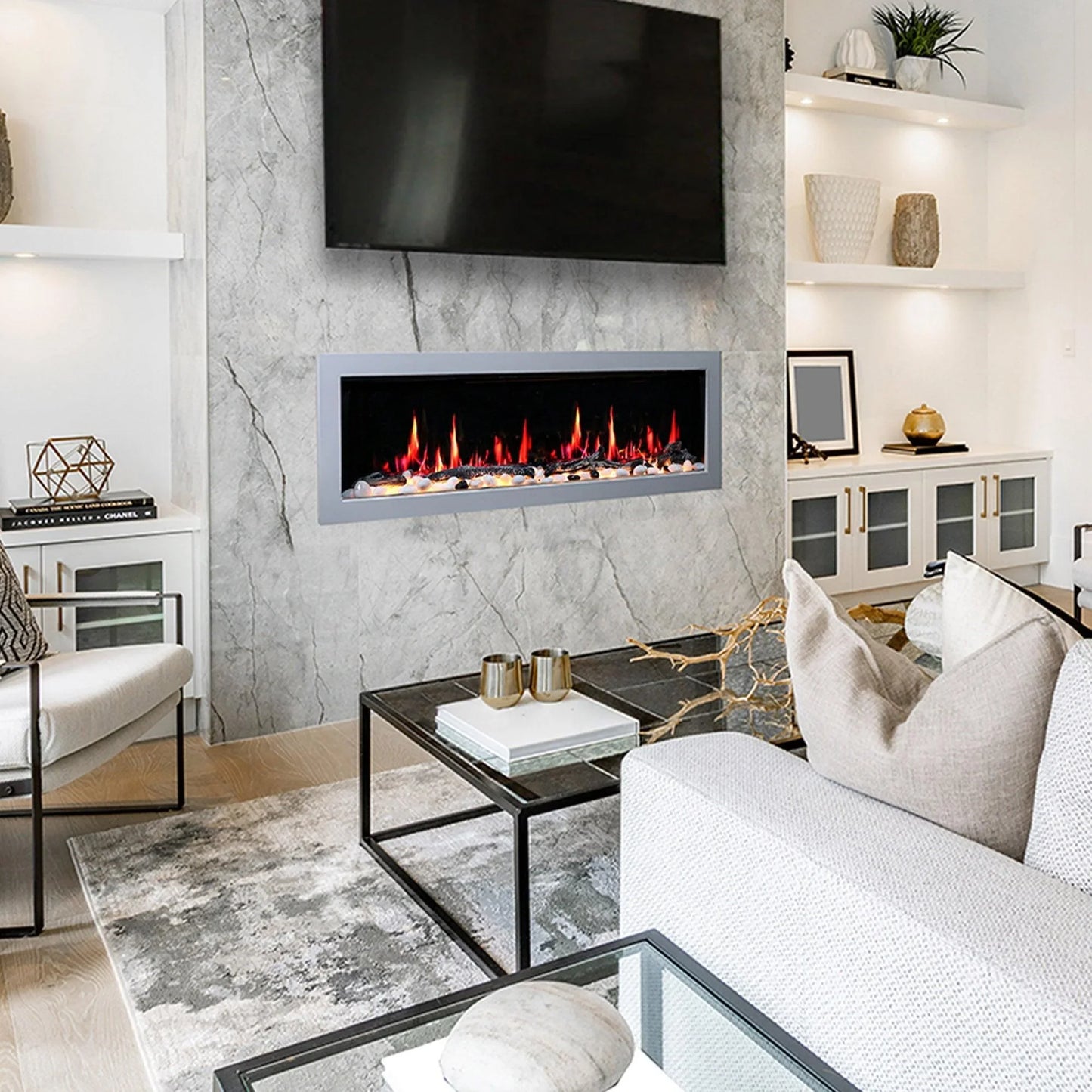 ZopaFlame™ 47" Linear Wall-mount Electric Fireplace - SP17488X - ZopaFlame Fireplaces