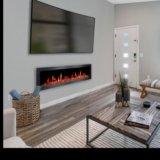 ZopaFlame™ 68" Linear Wall-mount Electric Fireplace - BG19688V - ZopaFlame Fireplaces