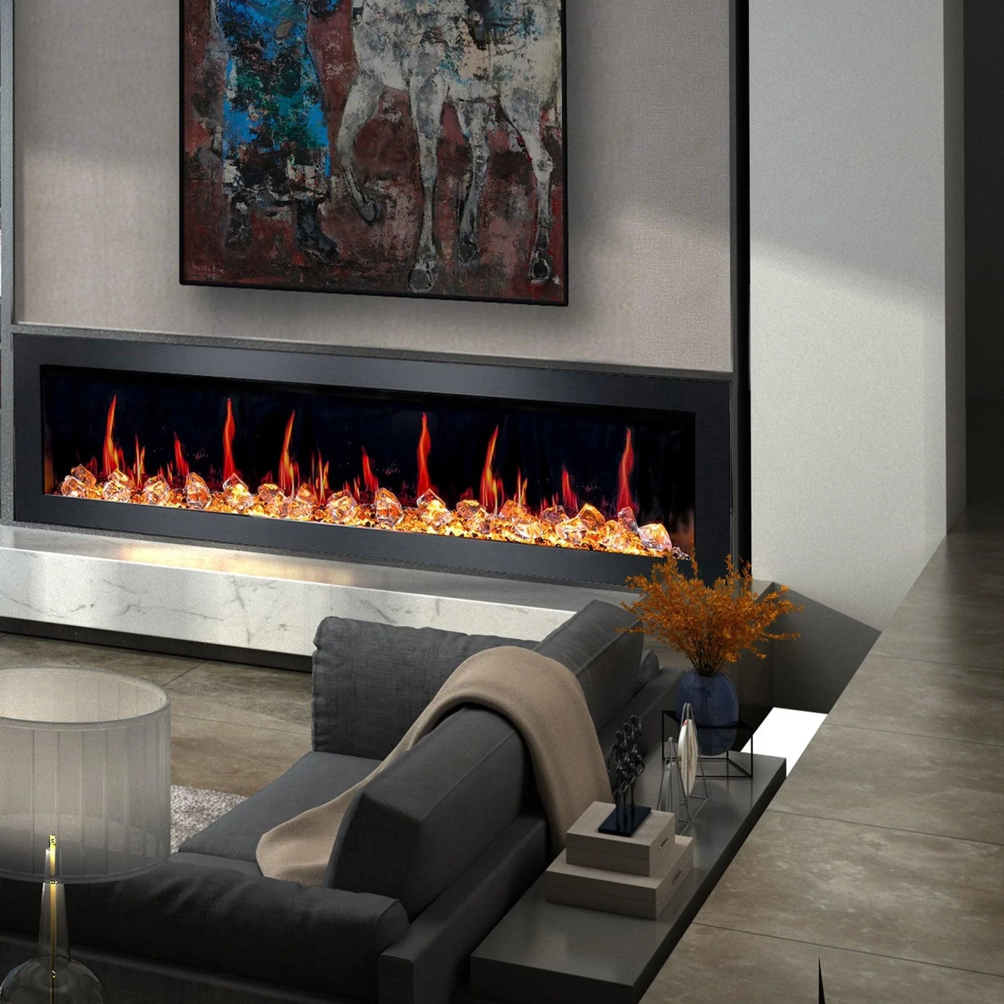 ZopaFlame™ 78" Linear Wall-mount Electric Fireplace - BC19788V - ZopaFlame Fireplaces