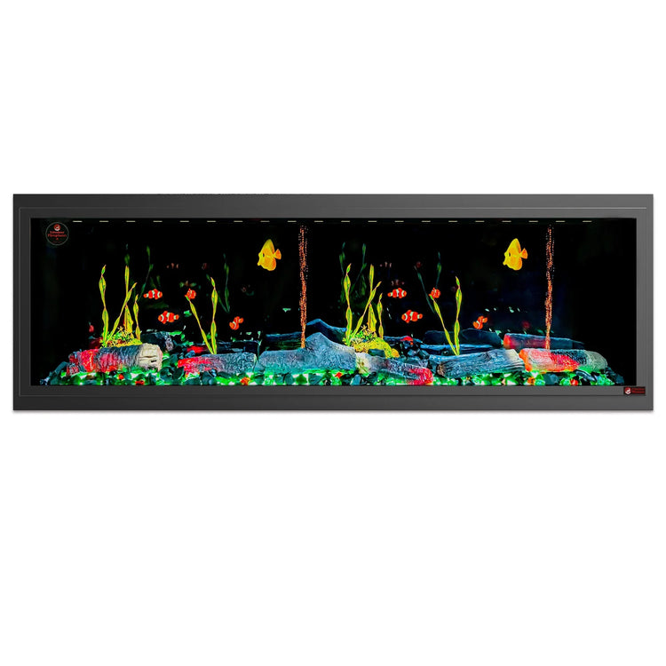 2-in-1 Linear Electric Fireplaces with Fish Tank & Breathing Logs