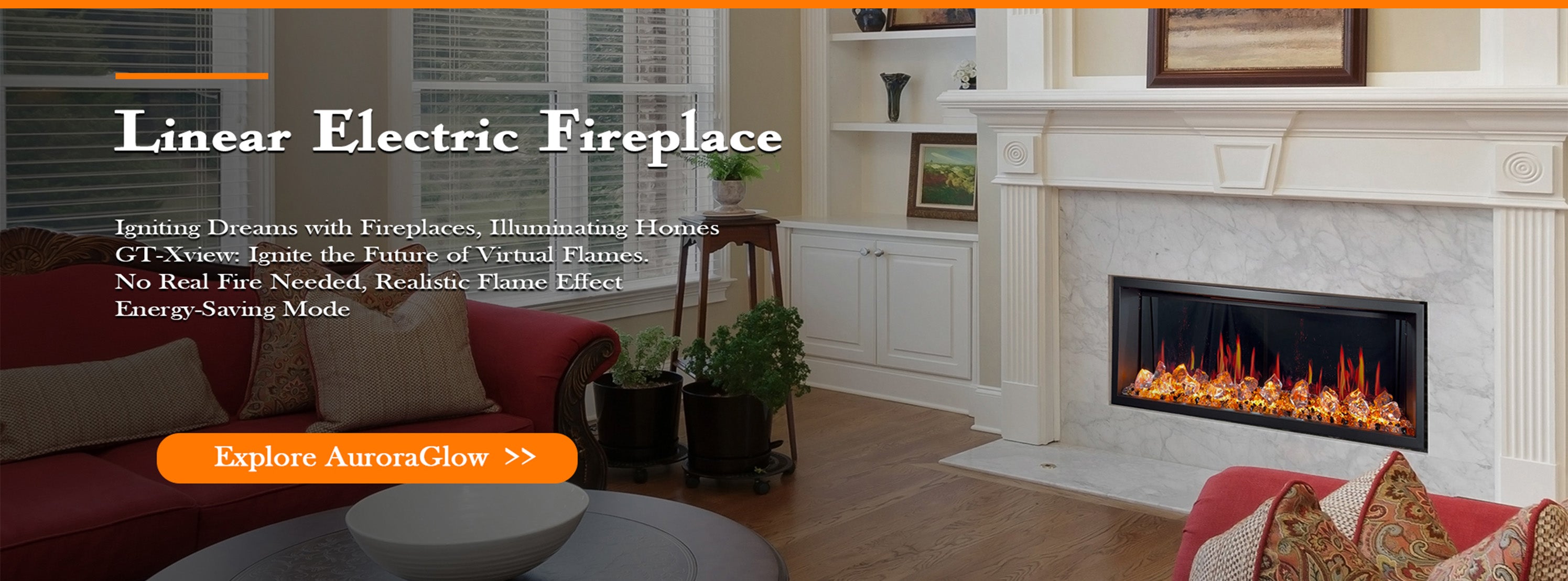 Zopaflame linear smart fireplace AuroraGlow Series