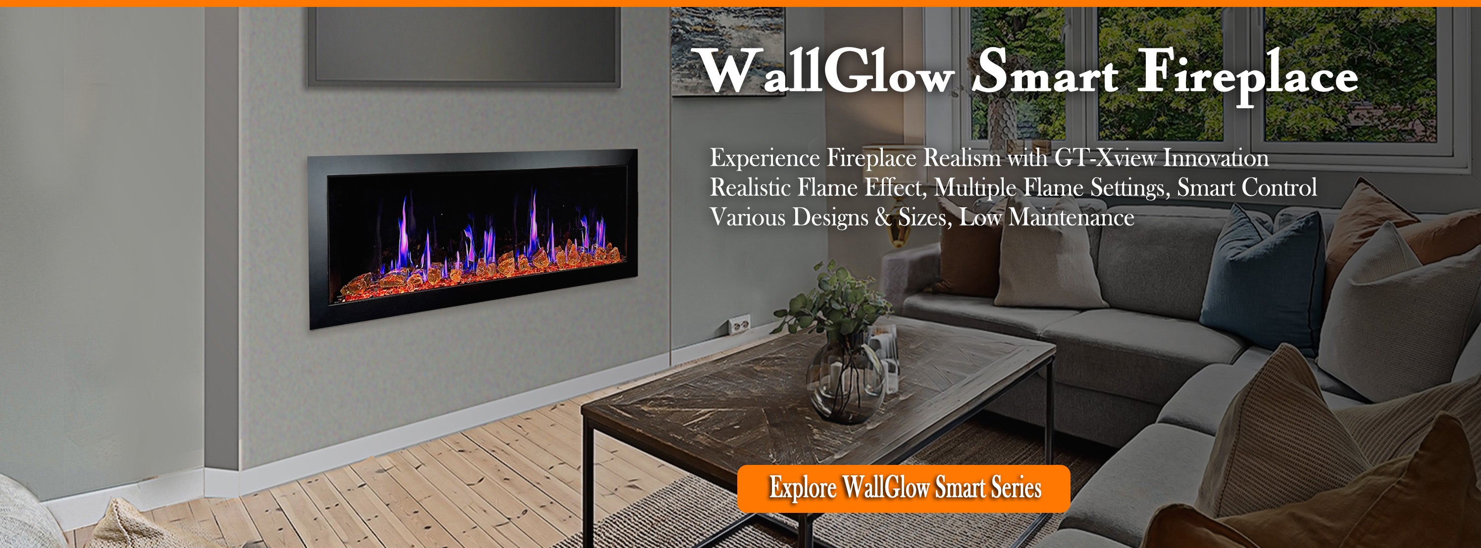 Explore WallGlow Smart Series-electric fireplace 55inch 