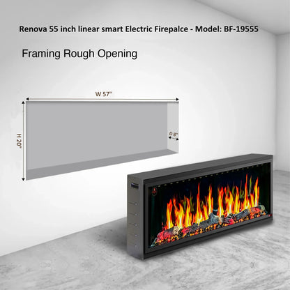 Linear Electric Fireplace - with Built-in Fish Tank - BF-19588