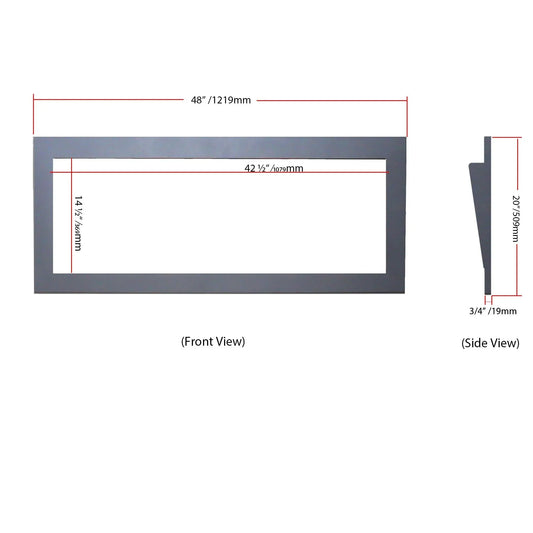 Zopaflame 48-in Electric Fireplace Silver Grey Trim Kit Dimensions