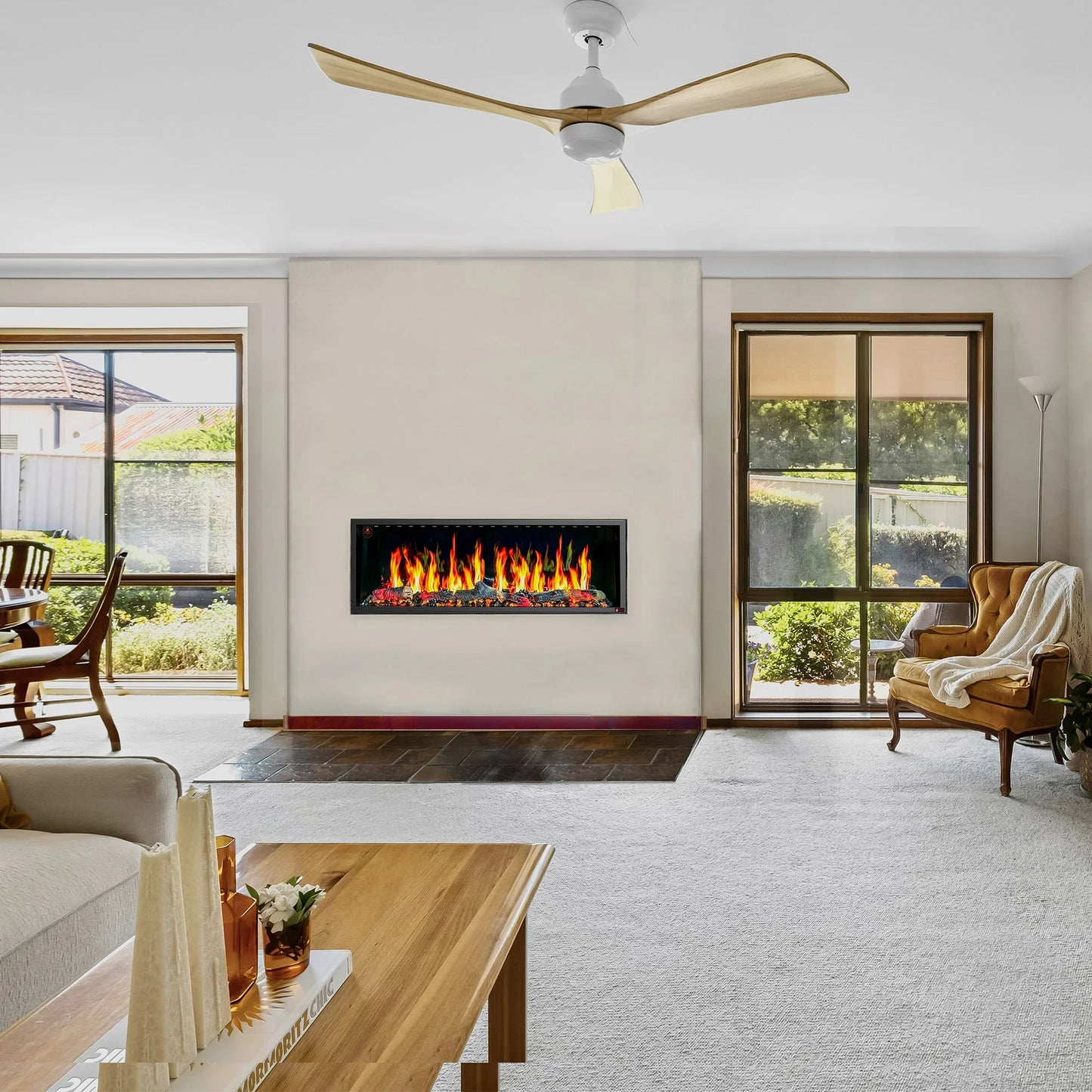 Linear Electric Fireplace - with Built-in Fish Tank - BF-19555