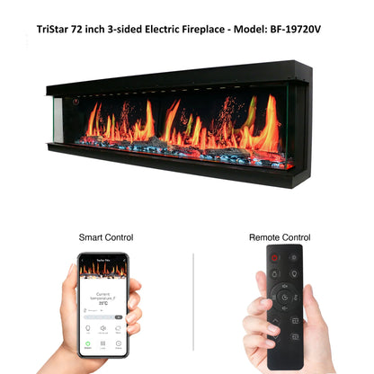 Ignara Three Sided 72Inch Linear Smart Electric Fireplace - BL-19720
