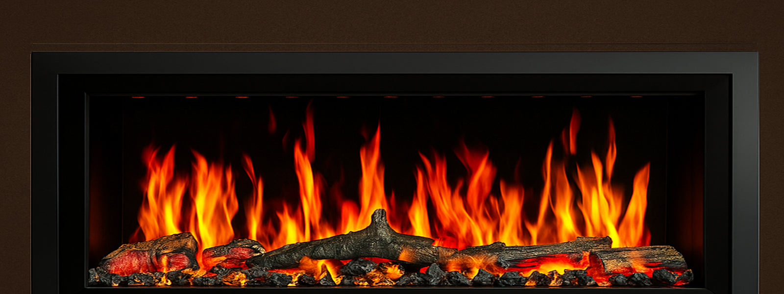 Renova fireplace breathing ember logs with ambient top light